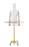 Busto donna con braccia legno e base worker oro