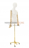 Busto donna con braccia legno e base worker oro