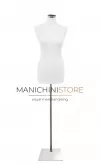 Busto donna in tessuto Bianco con base rettangolare cromata