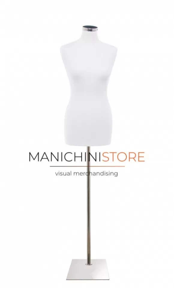 Busto donna in tessuto Bianco con base rettangolare cromata