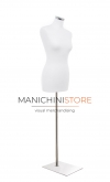 Female bust in white fabric with rectangular chromed base
