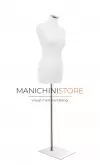 Busto donna in tessuto Bianco con base rettangolare cromata