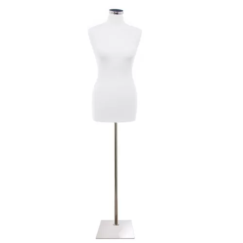 Busto donna in tessuto Bianco con base rettangolare cromata