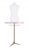 Busto donna in tessuto bianco con base treppiede bronzo