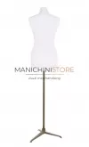 Busto donna in tessuto bianco con base treppiede bronzo