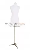 Busto donna in tessuto bianco con base treppiede bronzo