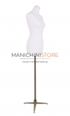 Busto donna in tessuto bianco con base treppiede bronzo