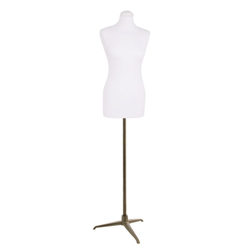Busto donna in tessuto bianco con base treppiede bronzo