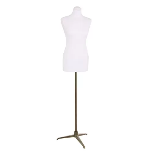 Busto donna in tessuto bianco con base treppiede bronzo