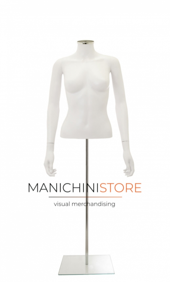 Busto donna bianco con braccia e base 