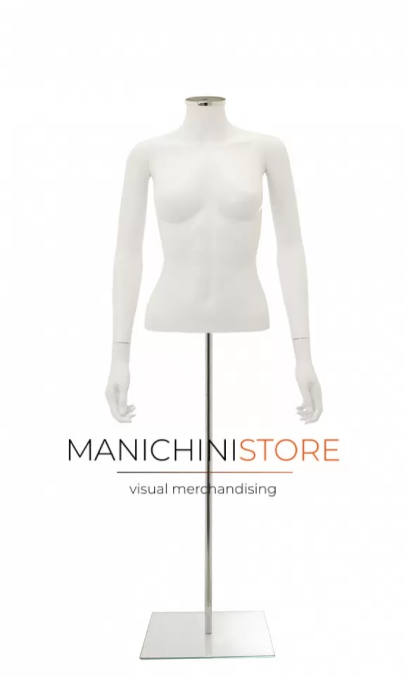 Busto donna bianco con braccia e base