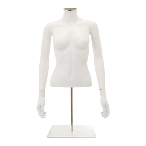 Busto donna bianco con braccia e base da banco