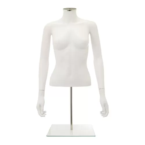 Busto donna bianco con braccia e base da banco