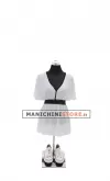 Busto componibile donna nero da banco con base in metallo