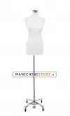 Busto donna in tessuto bianco con base worker cromata