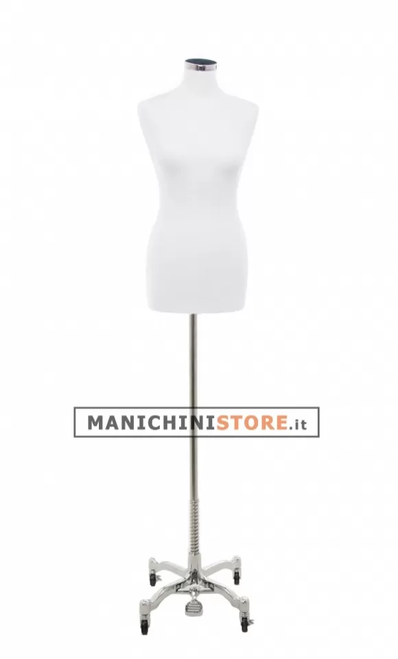 Busto donna in tessuto bianco con base worker cromata