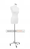 Busto donna in tessuto bianco con base worker cromata