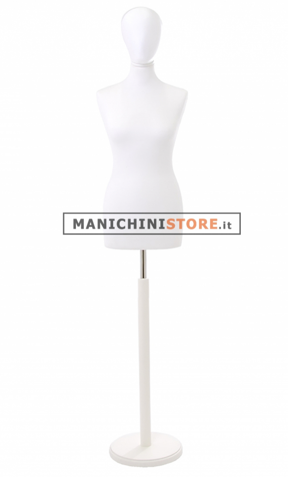 Busto donna bianco con testa e base tonda