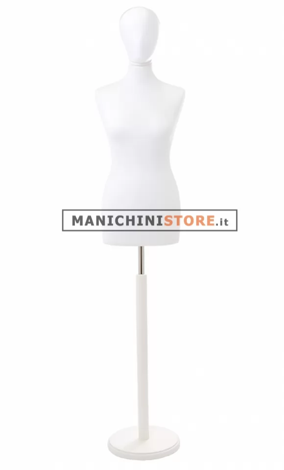 Busto donna bianco con testa e base tonda