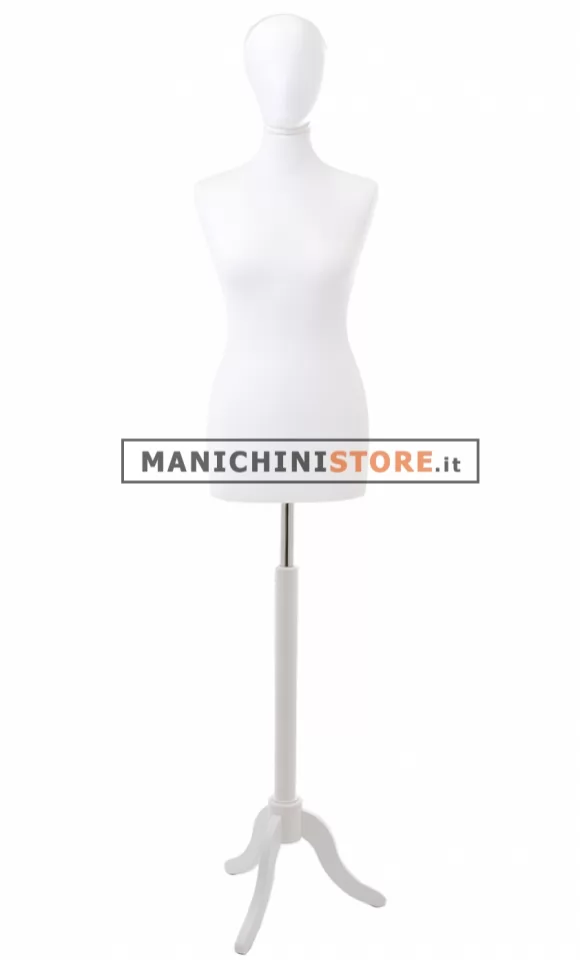Busto donna bianco con testa e base treppiede