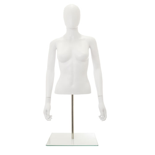Busto donna bianco con testa, braccia e base da banco