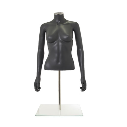 Busto donna grigio antracite con braccia e base da banco
