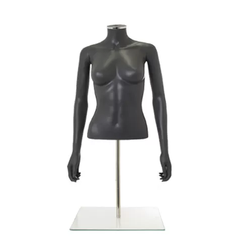 Busto donna grigio antracite con braccia e base da banco
