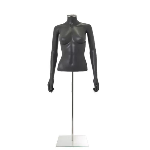 Busto donna grigio antracite con braccia e base