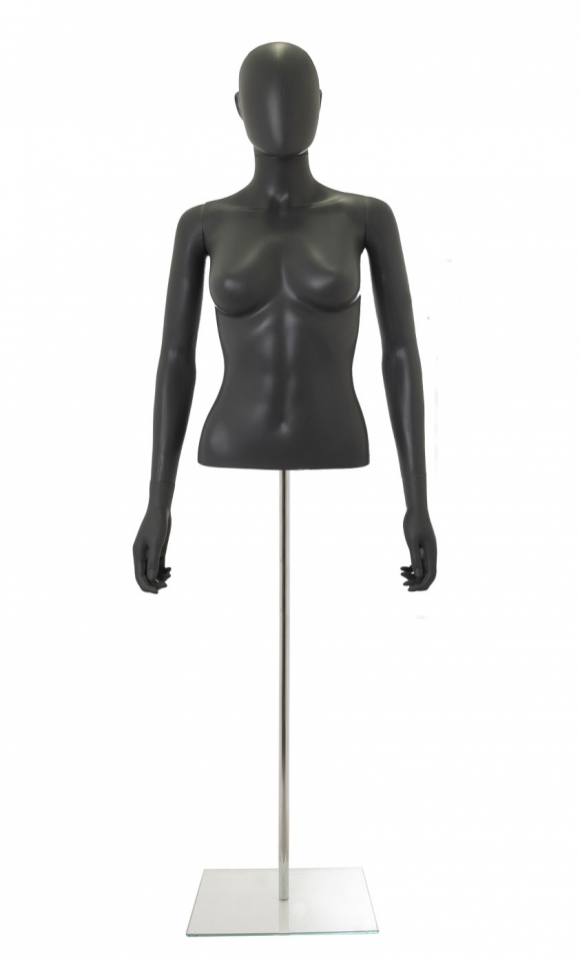 Busto donna grigio antracite con testa, braccia e base