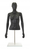Busto donna grigio antracite con testa, braccia e base da banco