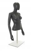 Busto donna grigio antracite con testa, braccia e base da banco