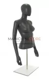 Busto donna grigio antracite con testa, braccia e base da banco