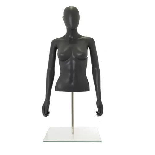 Busto donna grigio antracite con testa, braccia e base da banco