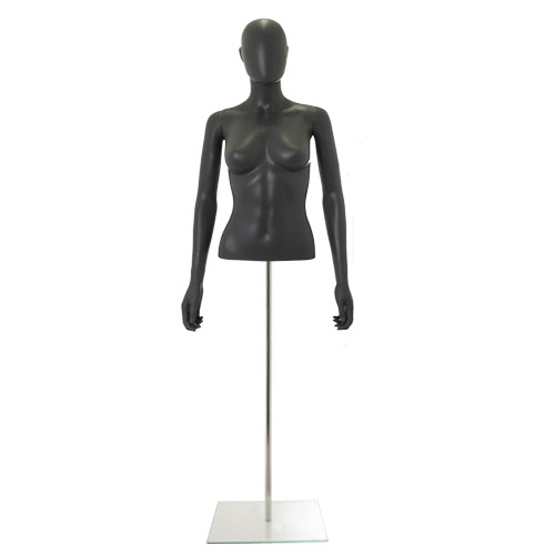 Busto donna grigio antracite con testa, braccia e base