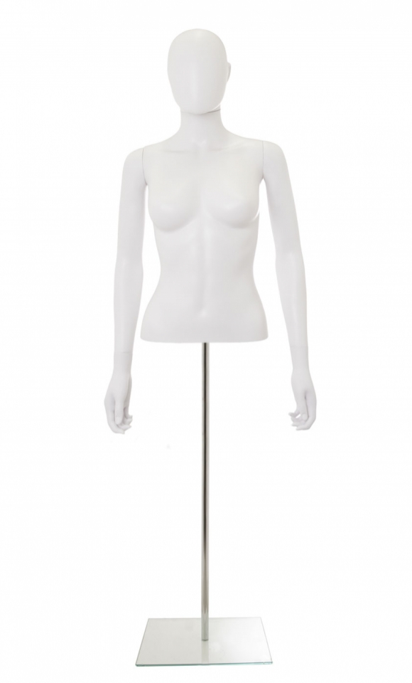 Busto donna bianco con testa, braccia e base