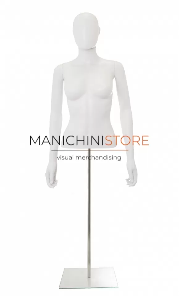 Busto donna bianco con testa, braccia e base