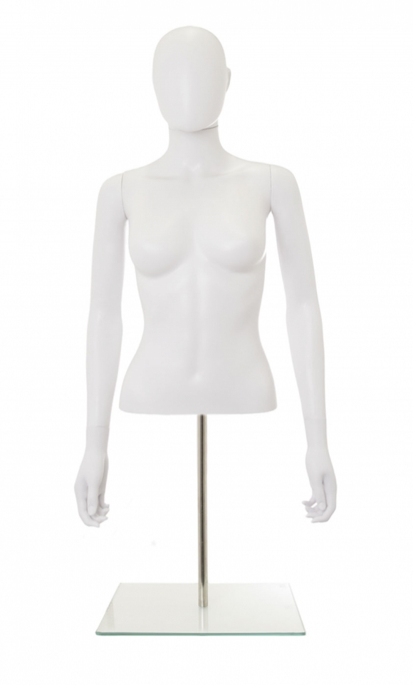 Busto donna bianco con testa, braccia e base da banco