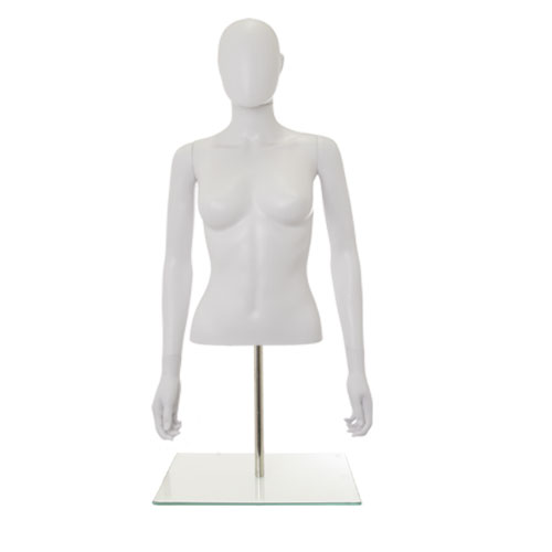 Busto donna bianco con testa, braccia e base da banco