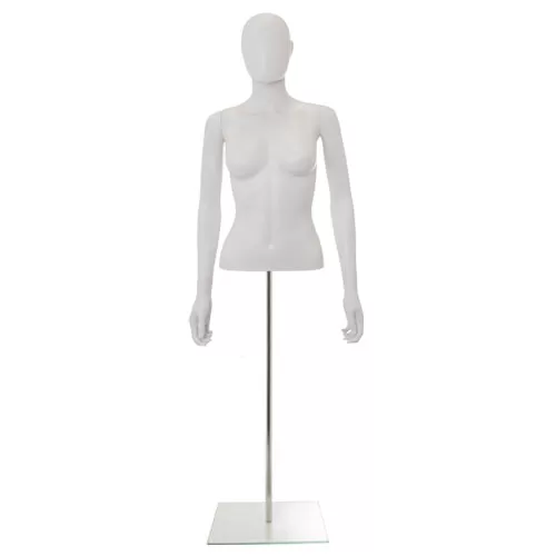 Busto donna bianco con testa, braccia e base
