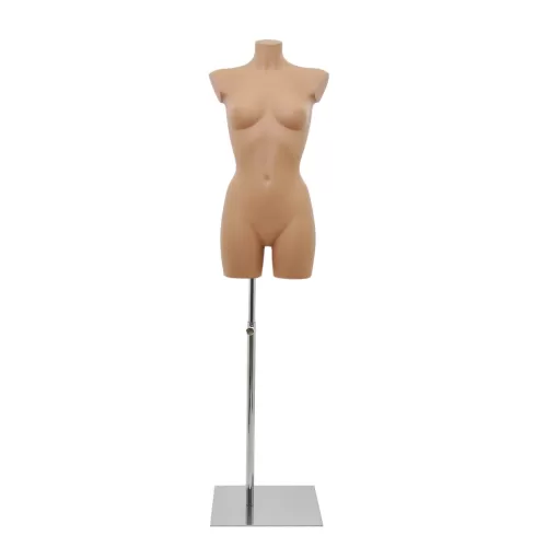 Busto manichino donna carne con base cromata