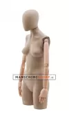 Busto donna braccia legno rivestito in cartapesta cartone