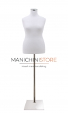 White plus size tailored female bust with rectangular chrome base