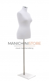 White plus size tailored female bust with rectangular chrome base