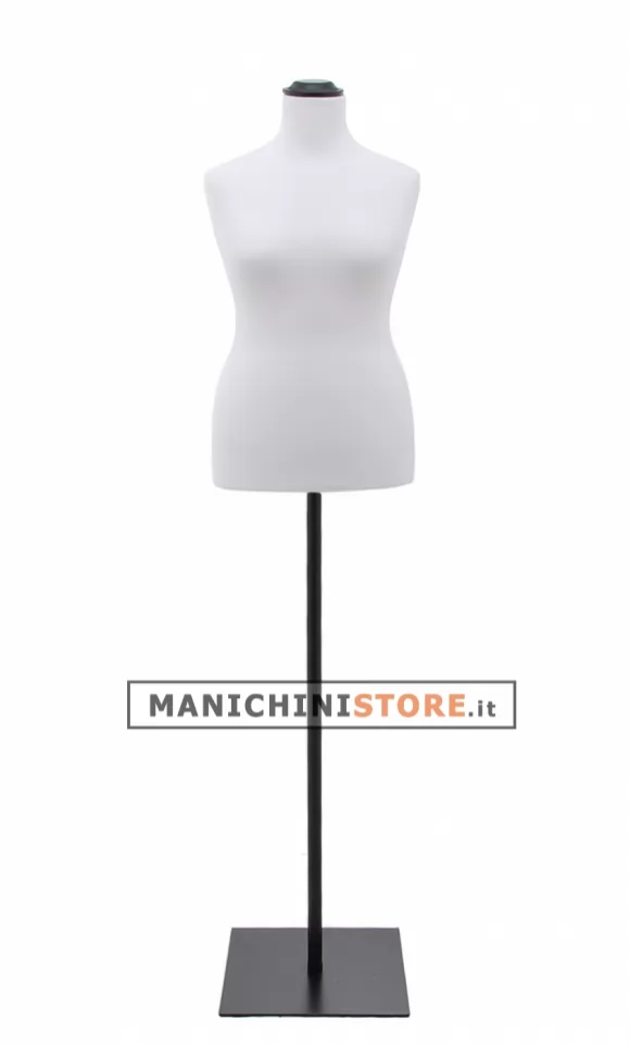Busto donna sartoriale taglia comoda bianco con base quadra nera