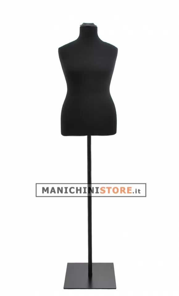 Busto donna sartoriale taglia comoda nero con base quadra nera