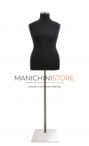 Black plus size tailored female bust with rectangular chrome base