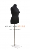 Black plus size tailored female bust with rectangular chrome base