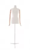 Busto donna sartoriale professionale in lino con braccia legno e base treppiede TG. 40 Small 