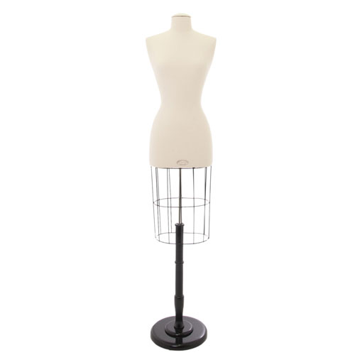 Busto donna sartoriale professionale in lino con gabbia e base tonda TG.40 small
