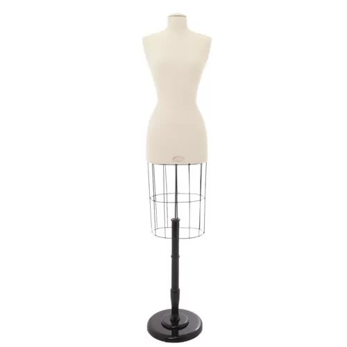 Busto donna sartoriale professionale in lino con gabbia e base tonda TG.40 small